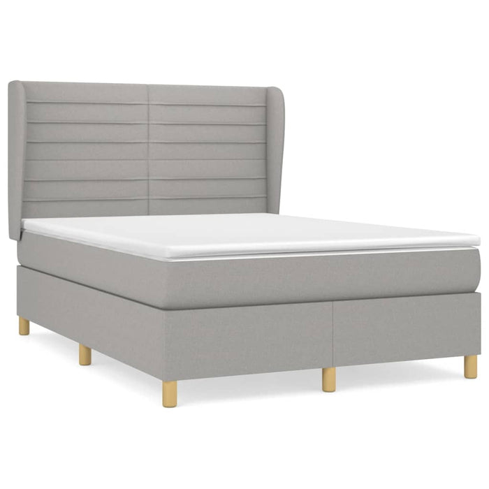 Pat box spring cu saltea, gri deschis, 140x190 cm, textil - WALTI WALTI