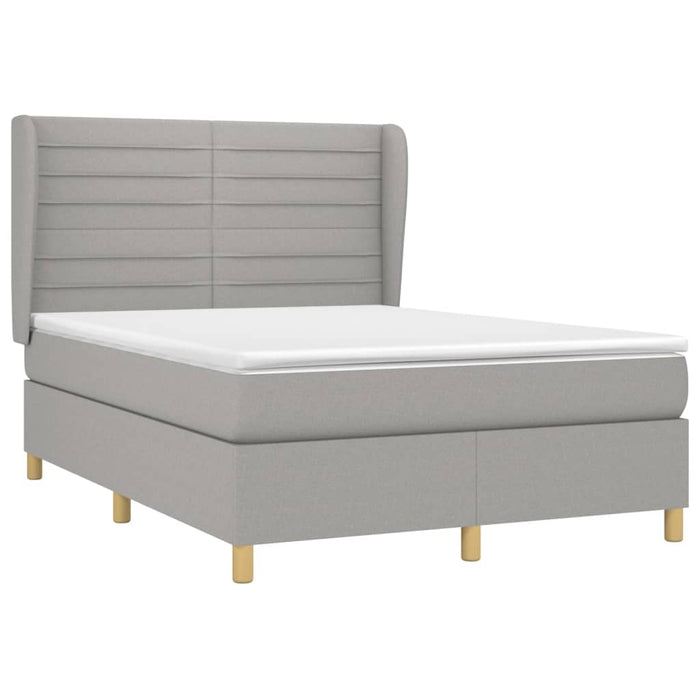 Pat box spring cu saltea, gri deschis, 140x190 cm, textil - WALTI WALTI