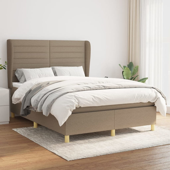 Pat box spring cu saltea, gri taupe, 140x200 cm, textil - WALTI WALTI