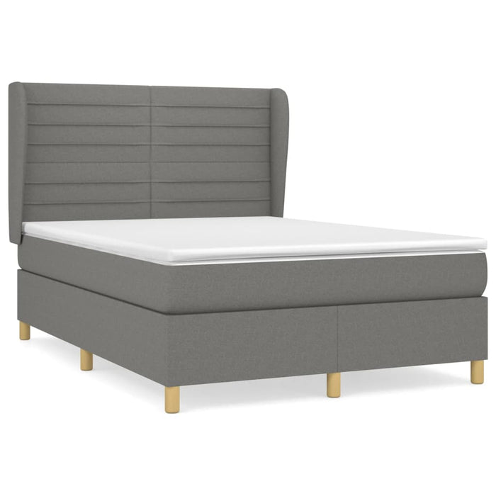 Pat box spring cu saltea, gri închis, 140x200 cm, textil - WALTI WALTI