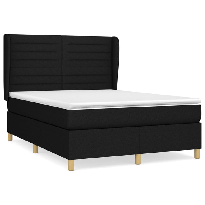 Pat box spring cu saltea, negru, 140x200 cm, textil - WALTI WALTI