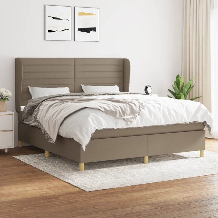 Pat box spring cu saltea, gri taupe, 160x200 cm material textil WALTI