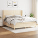 Pat box spring cu saltea, crem, 160x200 cm, material textil - WALTI WALTI