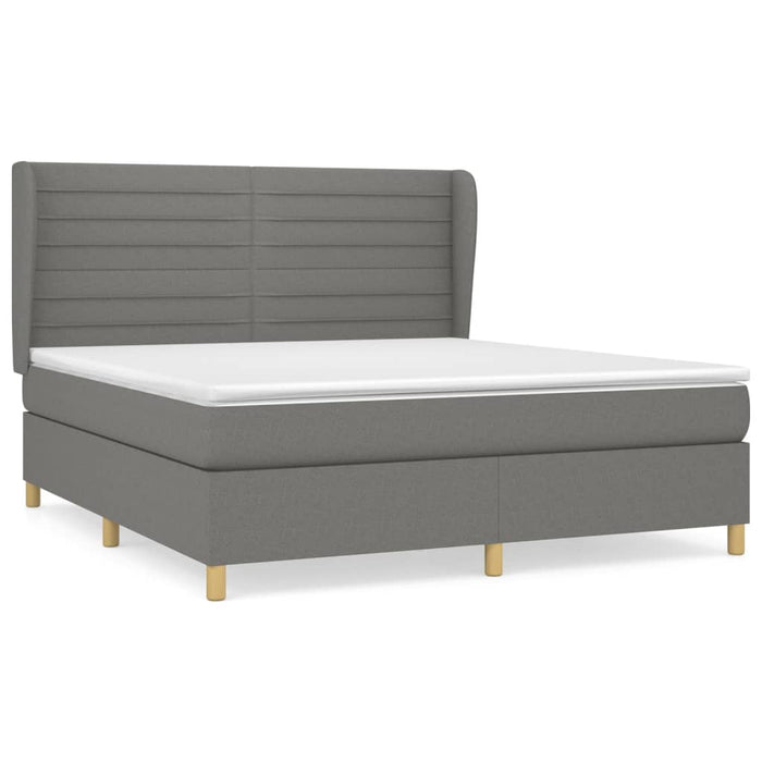 Pat box spring cu saltea, gri închis, 180x200 cm, textil - WALTI WALTI