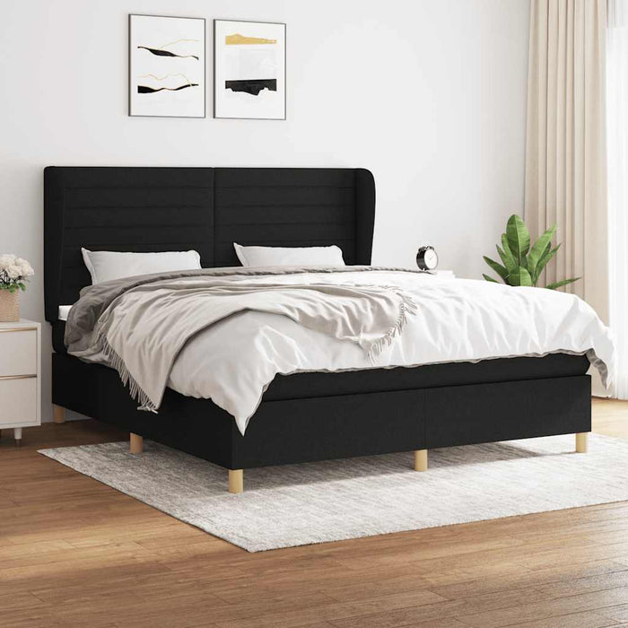 Pat box spring cu saltea, negru, 180x200 cm, catifea - WALTI WALTI