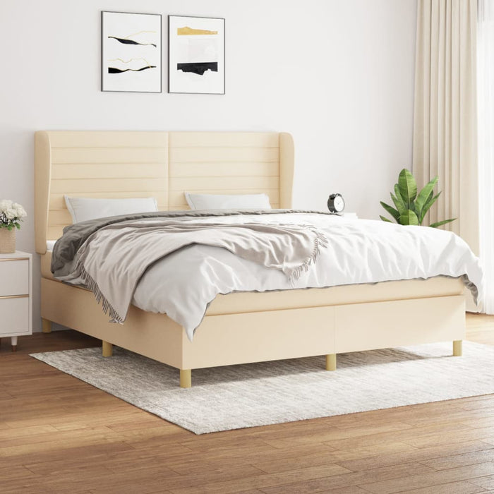 Pat continental cu saltea, crem, 180x200 cm, textil - WALTI WALTI