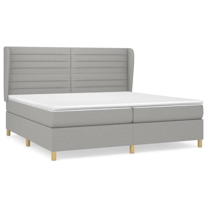 Pat box spring cu saltea, gri deschis, 200x200 cm, textil - WALTI WALTI