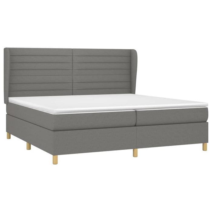 Pat box spring cu saltea, gri închis, 200x200 cm, textil - WALTI WALTI