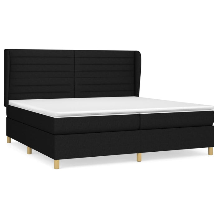 Pat box spring cu saltea, negru, 200x200 cm, textil - WALTI WALTI
