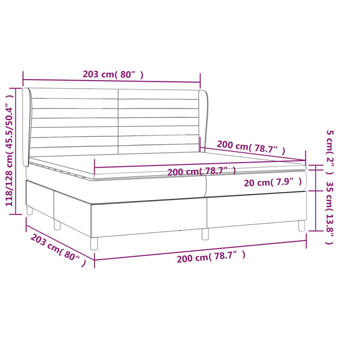 Pat box spring cu saltea, negru, 200x200 cm, textil - WALTI WALTI