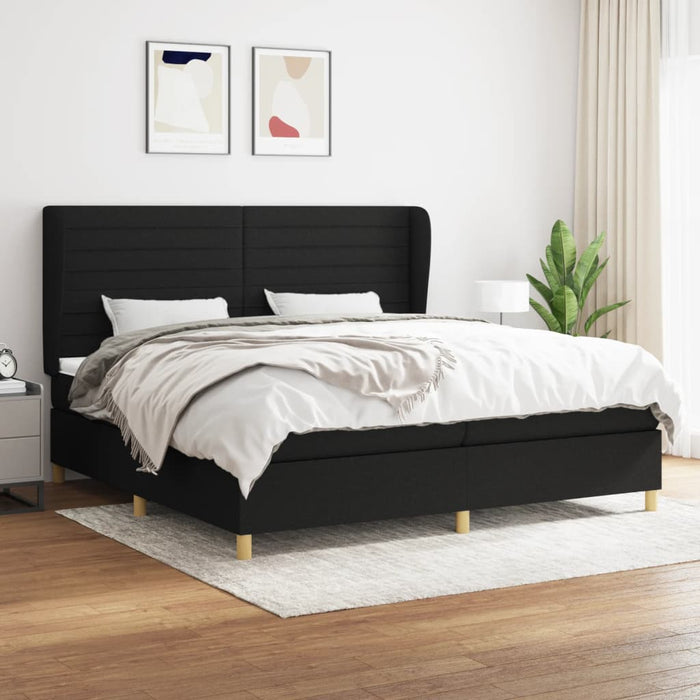 Pat box spring cu saltea, negru, 200x200 cm, textil - WALTI WALTI