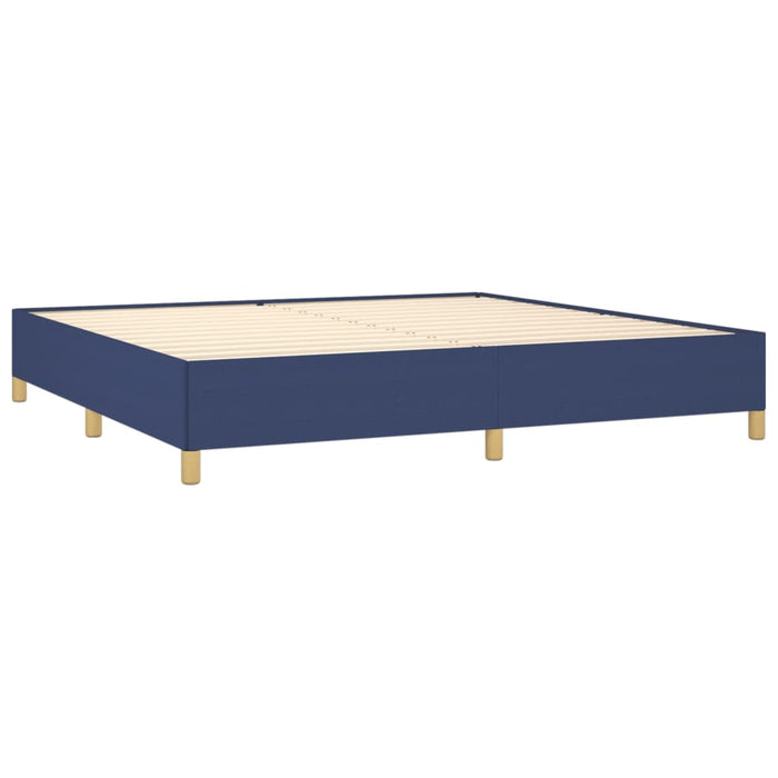 Pat box spring cu saltea, albastru, 200x200 cm, textil - WALTI WALTI