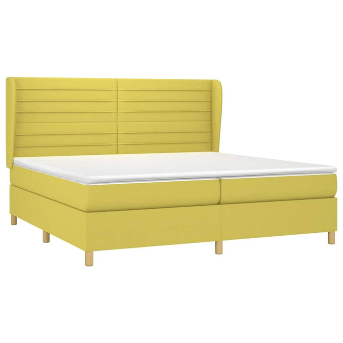 Pat box spring cu saltea, verde, 200x200 cm, textil WALTI