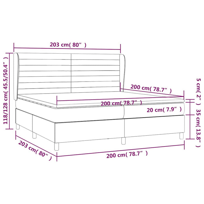 Pat box spring cu saltea, verde, 200x200 cm, textil WALTI