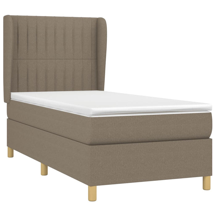 Pat box spring cu saltea, gri taupe, 90x190 cm, textil - WALTI WALTI