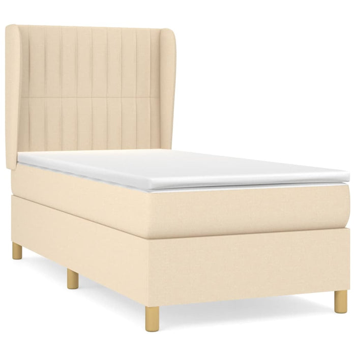 Pat box spring cu saltea, crem, 90x190 cm, textil - WALTI WALTI