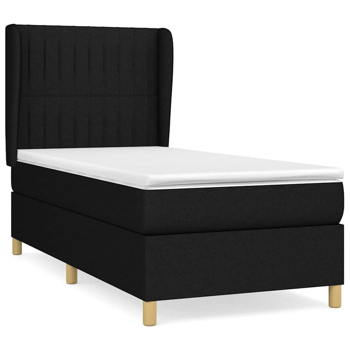 Pat box spring cu saltea, negru, 90x200 cm, textil - WALTI WALTI