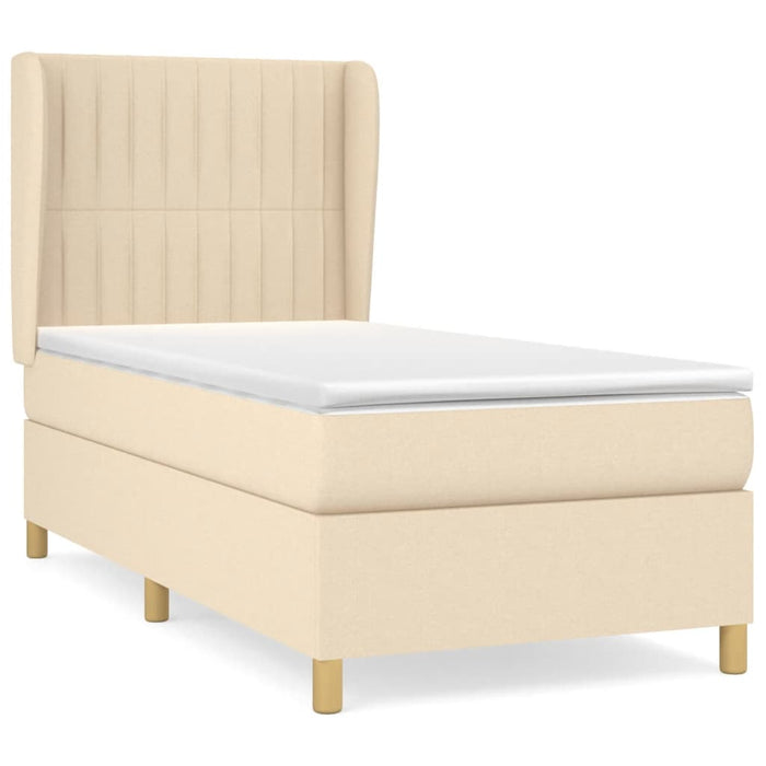Pat box spring cu saltea, crem, 100x200 cm, textil - WALTI WALTI