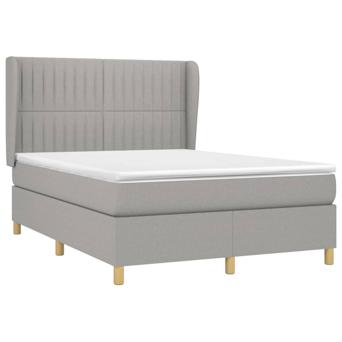 Pat box spring cu saltea, gri deschis, 140x190 cm, textil - WALTI WALTI