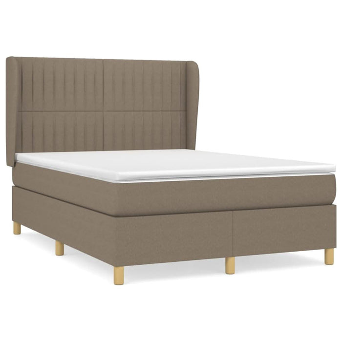 Pat box spring cu saltea, gri taupe, 140x200 cm, textil - WALTI WALTI
