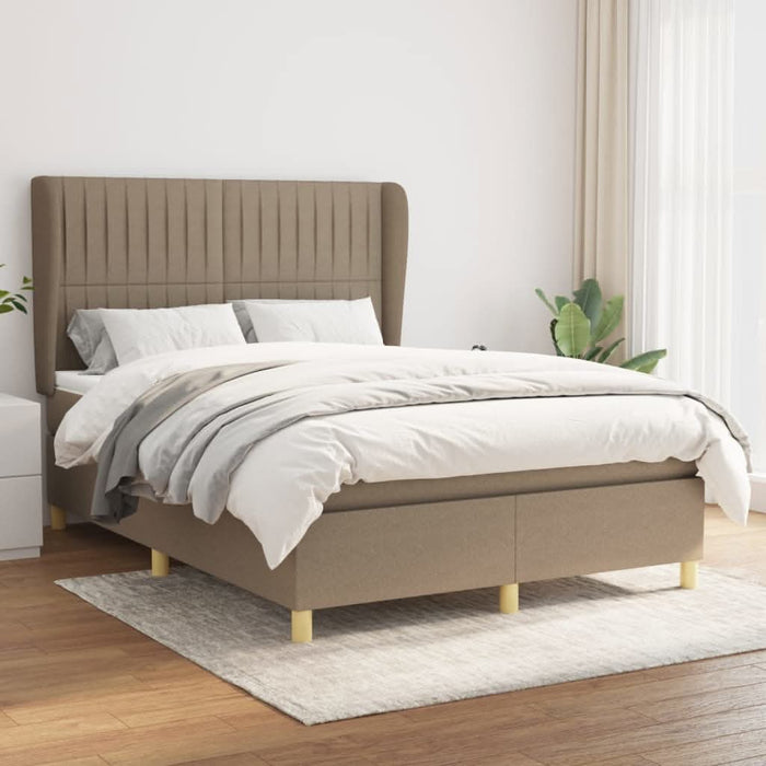 Pat box spring cu saltea, gri taupe, 140x200 cm, textil - WALTI WALTI