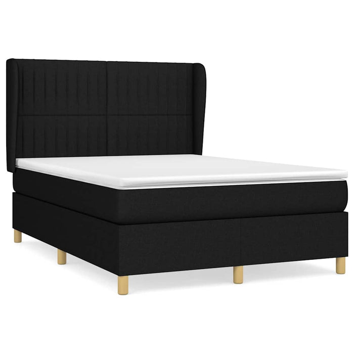 Pat box spring cu saltea, negru, 140x200 cm, textil - WALTI WALTI