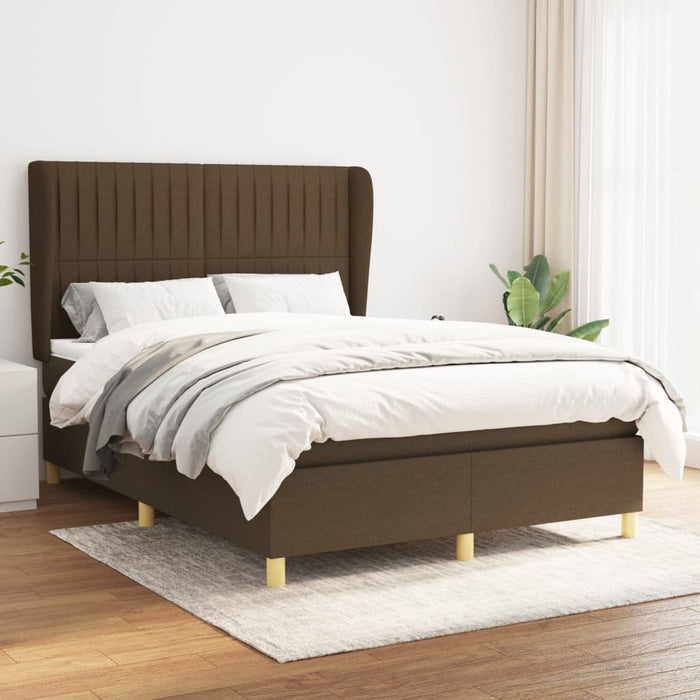 Pat continental cu saltea, maro închis, 140x200 cm, textil - WALTI WALTI