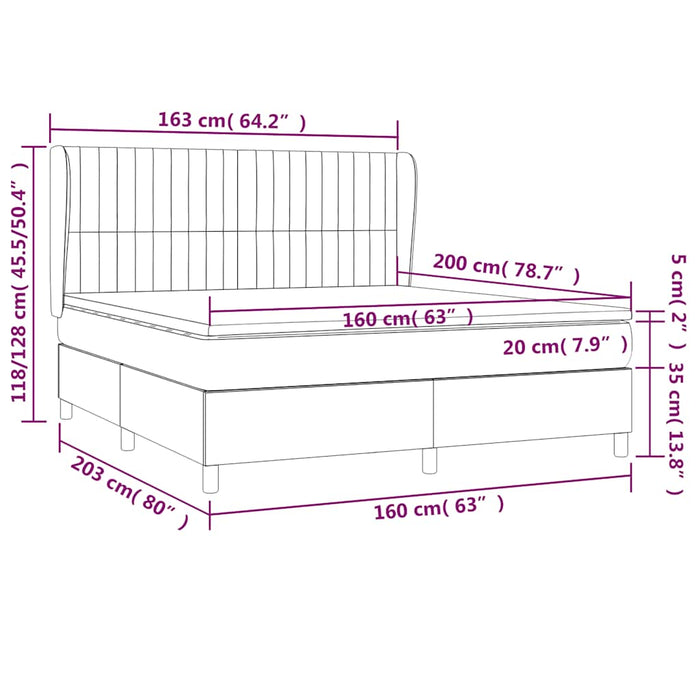 Pat box spring cu saltea, negru, 160x200 cm, textil - WALTI WALTI