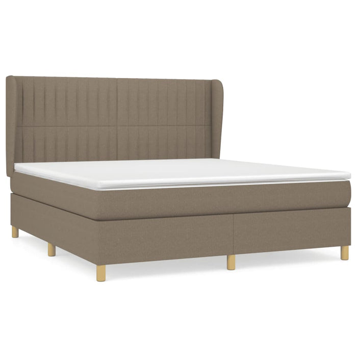 Pat box spring cu saltea, gri taupe, 160x200 cm material textil WALTI