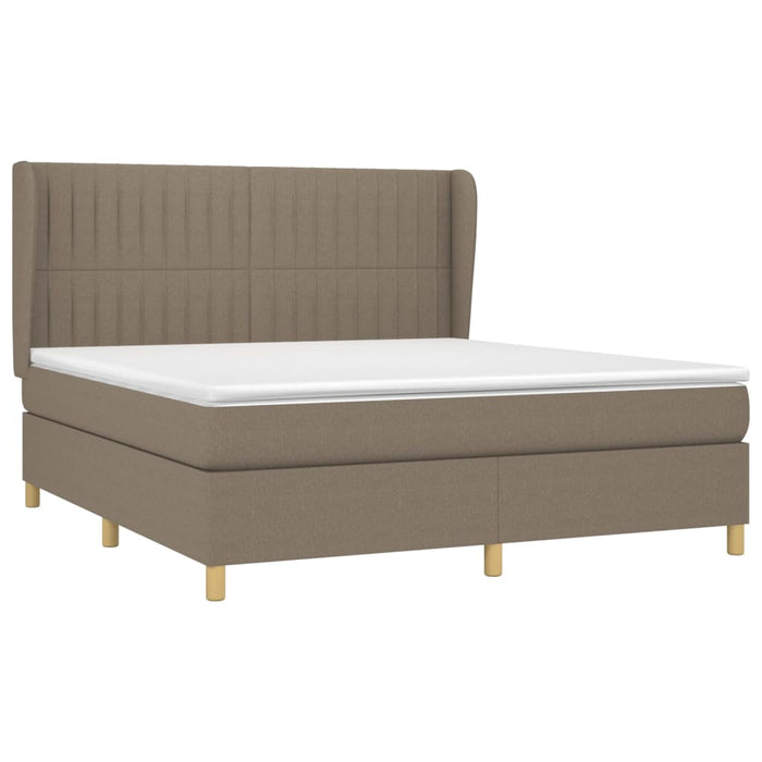Pat box spring cu saltea, gri taupe, 160x200 cm material textil WALTI