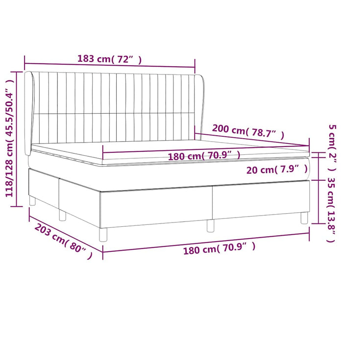 Pat box spring cu saltea, negru, 180x200 cm, catifea - WALTI WALTI