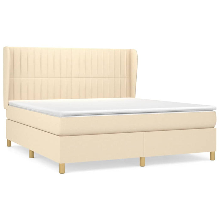 Pat continental cu saltea, crem, 180x200 cm, textil WALTI