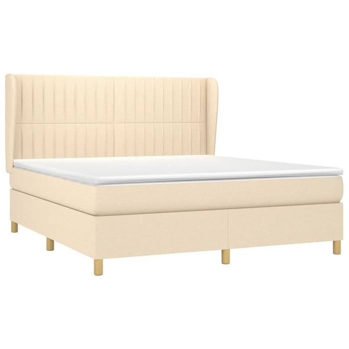 Pat continental cu saltea, crem, 180x200 cm, textil WALTI