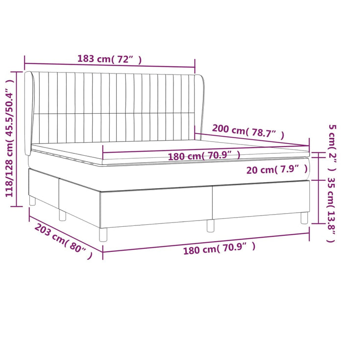 Pat continental cu saltea, crem, 180x200 cm, textil WALTI