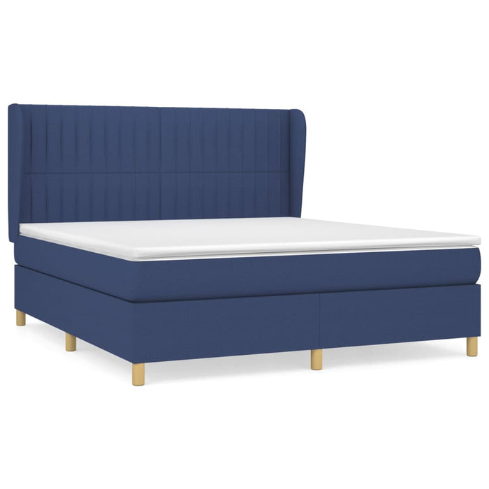 Pat box spring cu saltea, albastru, 180x200 cm, material textil - WALTI WALTI