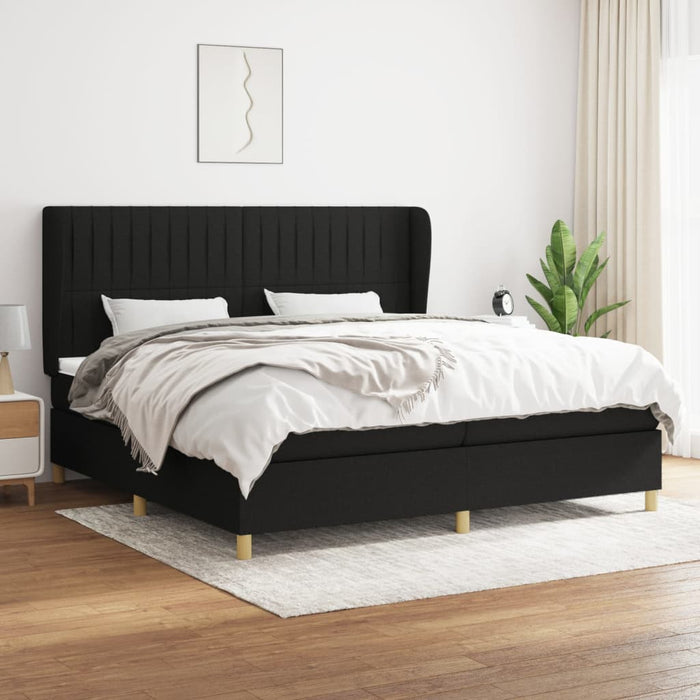 Pat box spring cu saltea, negru, 200x200 cm, textil - WALTI WALTI