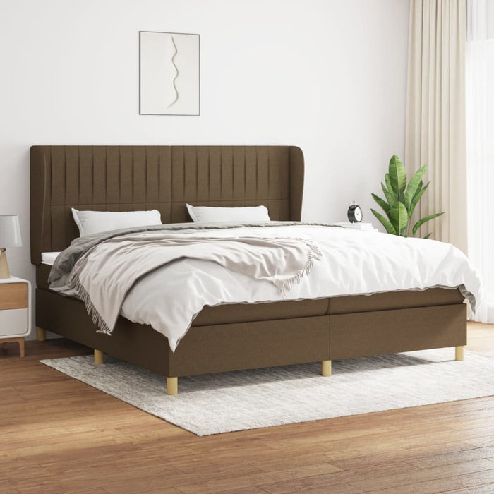 Pat box spring cu saltea, maro închis, 200x200 cm, textil - WALTI WALTI