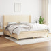 Pat box spring cu saltea, crem, 200x200 cm, textil - WALTI WALTI