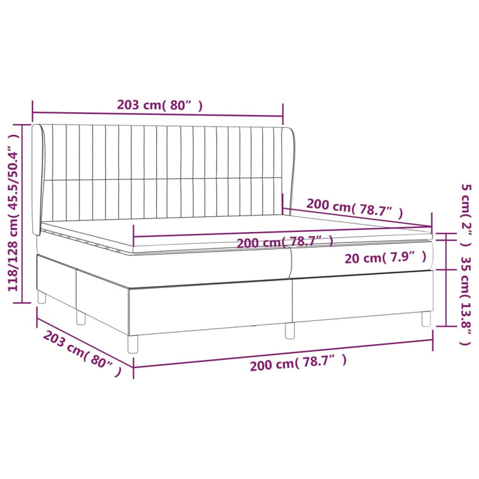Pat box spring cu saltea, albastru, 200x200 cm, textil - WALTI WALTI