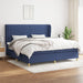 Pat box spring cu saltea, albastru, 200x200 cm, textil - WALTI WALTI