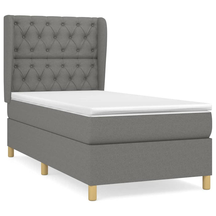 Pat box spring cu saltea, gri închis, 80x200 cm, textil WALTI