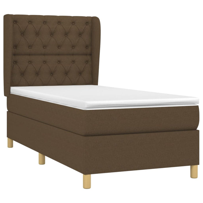 Pat box spring cu saltea, maro închis, 80x200 cm, textil - WALTI WALTI