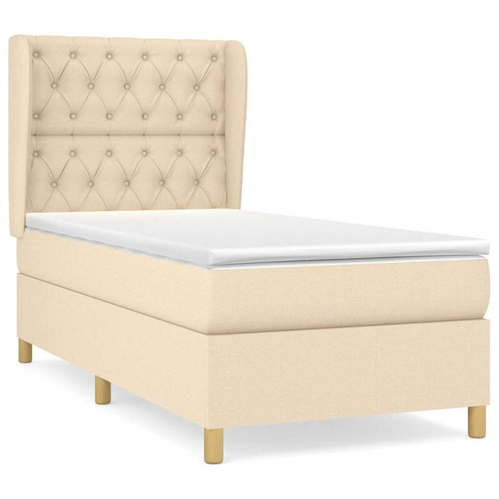Pat box spring cu saltea, crem, 80x200 cm, textil WALTI