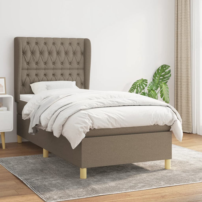 Pat box spring cu saltea, gri taupe, 90x190 cm, textil - WALTI WALTI