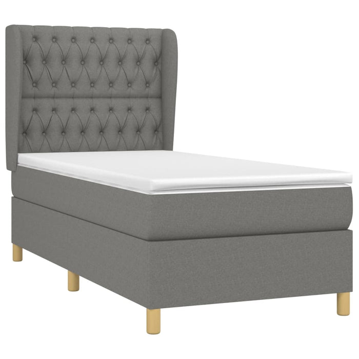 Pat box spring cu saltea, gri închis, 100x200 cm, textil - WALTI WALTI