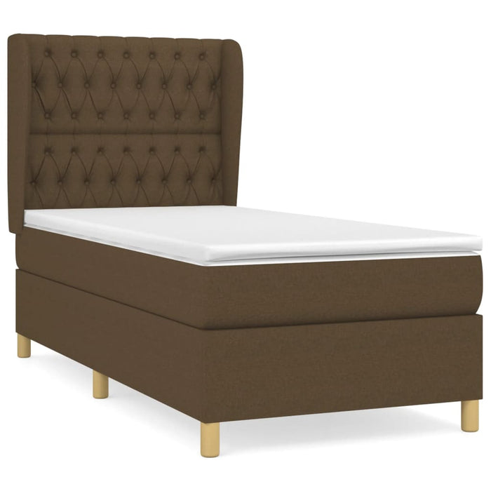 Pat box spring cu saltea, maro închis, 100x200 cm, textil - WALTI WALTI