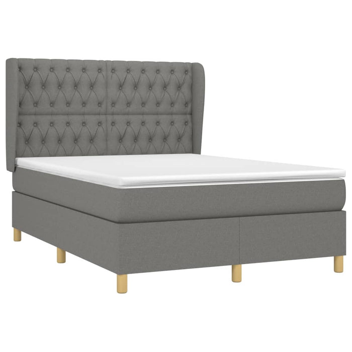 Pat box spring cu saltea, gri închis, 140x190 cm, textil - WALTI WALTI