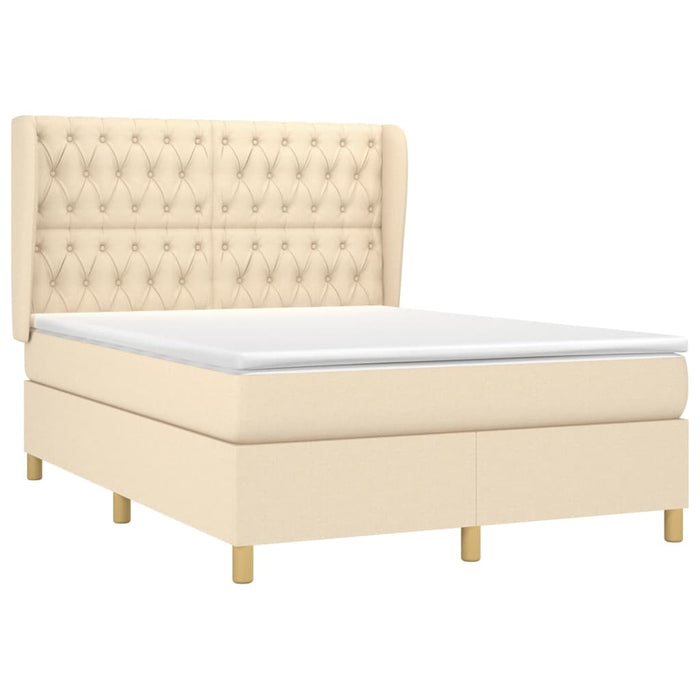 Pat box spring cu saltea, crem, 140x200 cm, textil - WALTI WALTI