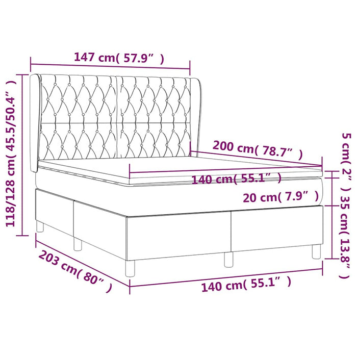 Pat box spring cu saltea, negru, 140x200 cm, textil - WALTI WALTI