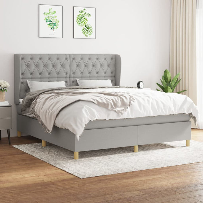 Pat continental cu saltea, gri deschis, 160x200 cm, textil - WALTI WALTI